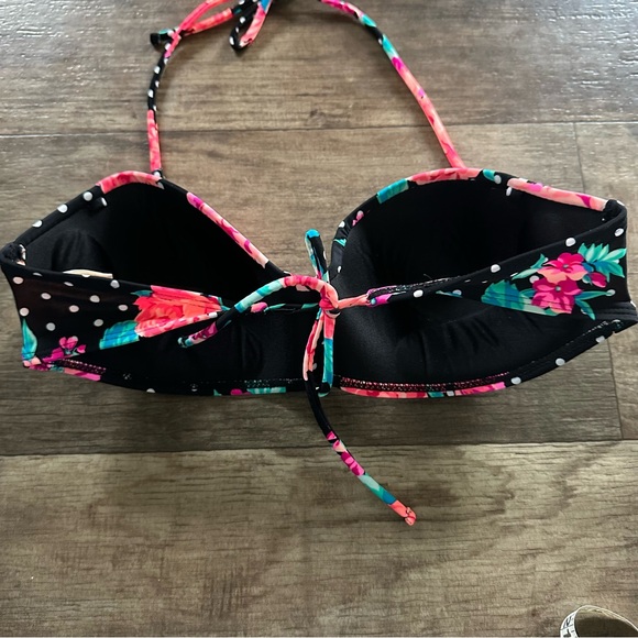 OP neon floral and polka dot bandeau or halter push up binkini top - Picture 2 of 4